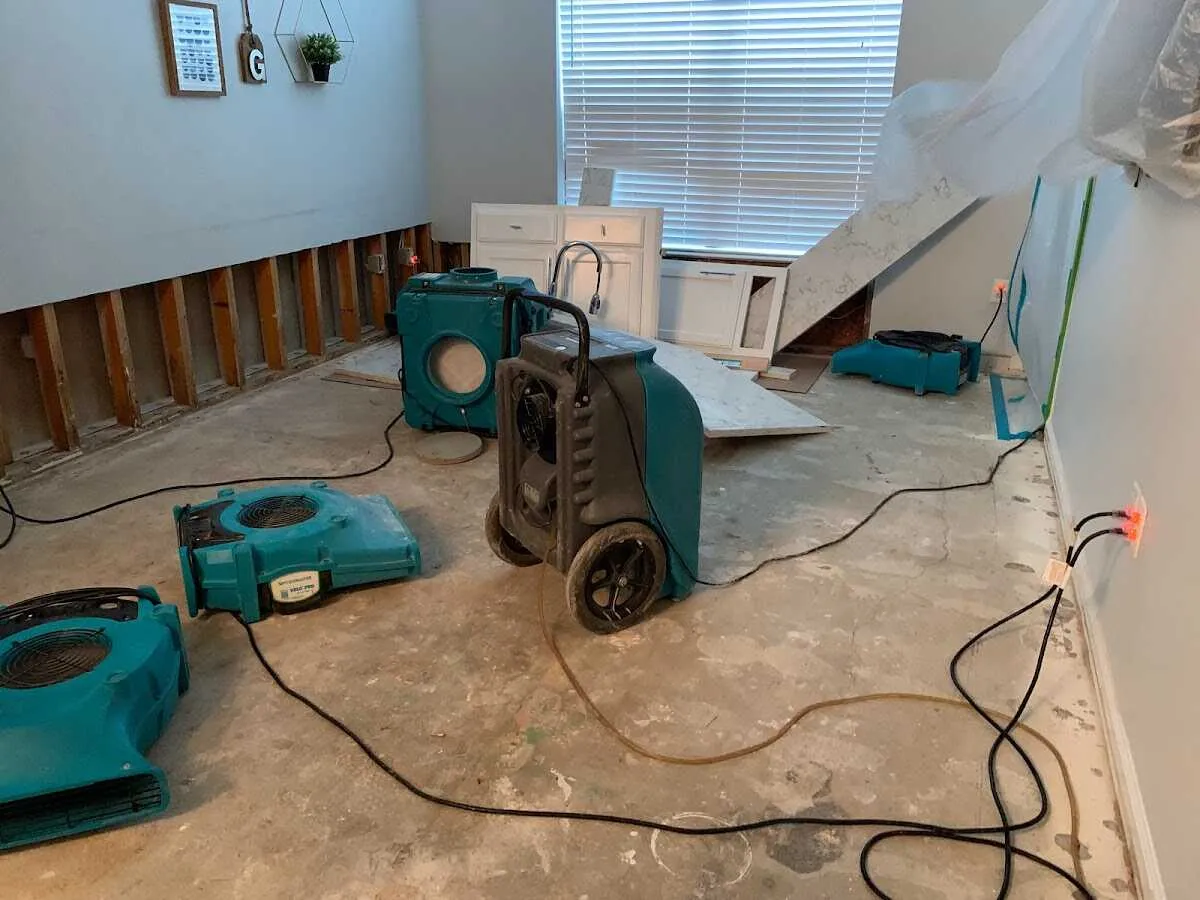 Dehumidifier in flood-cut room for Water Damage Restoration in Druid Hills